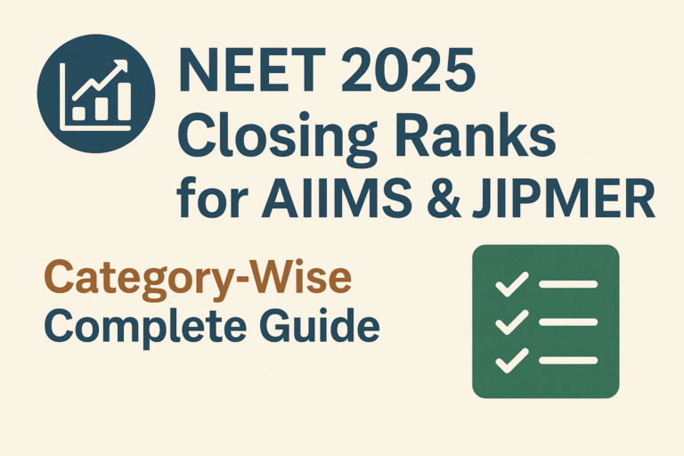 NEET 2025 Closing Ranks for AIIMS & JIPMER: Category-Wise Complete Guide