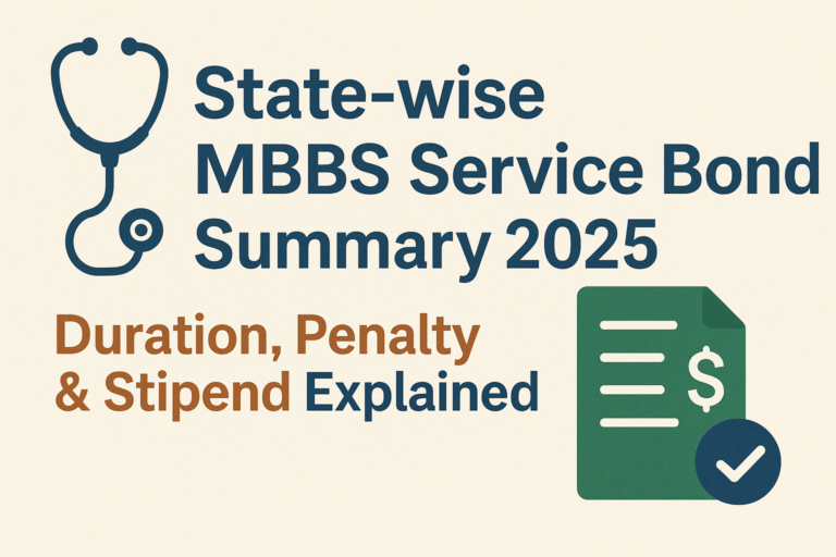 π©Ί State-wise MBBS Service Bond Summary 2025: Duration, Penalty & Stipend Explained